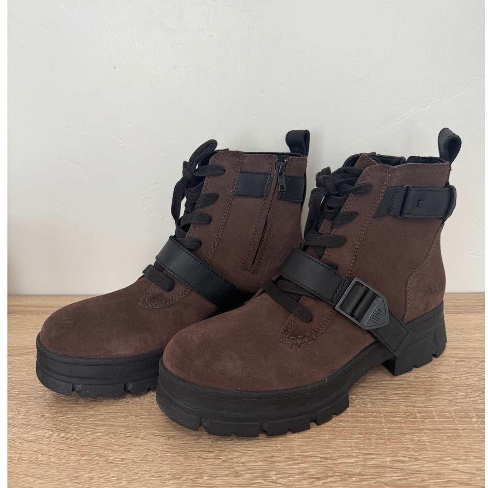 NEW UGG Ashton Lace Up Boot Brown Suede Leather Waterproof Combat 1134570 12